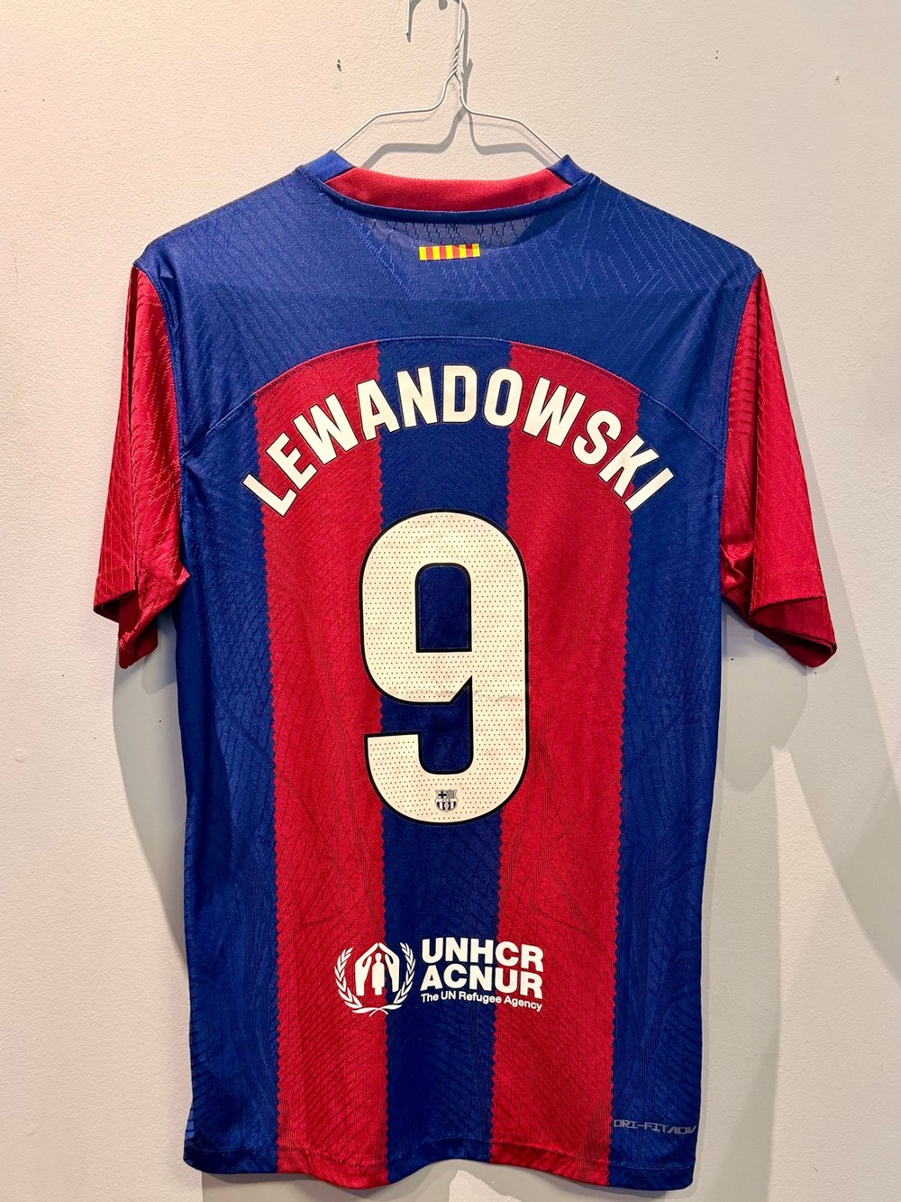 Nike FC Barcelona Red & Blue Lewandowski #9 Jersey